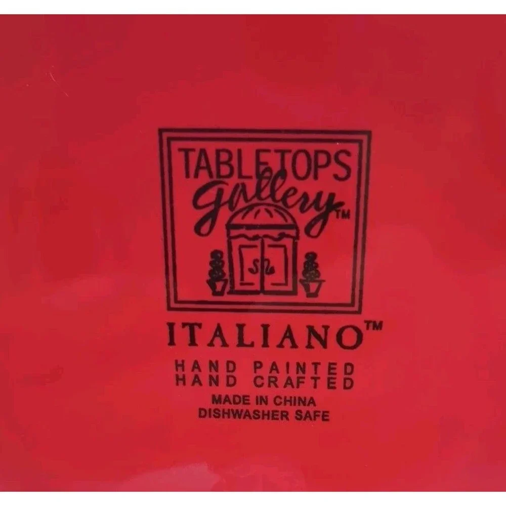 Tabletops Unlimited Italiano Square Dinner Plates Set Of 4 Red Blue Floral